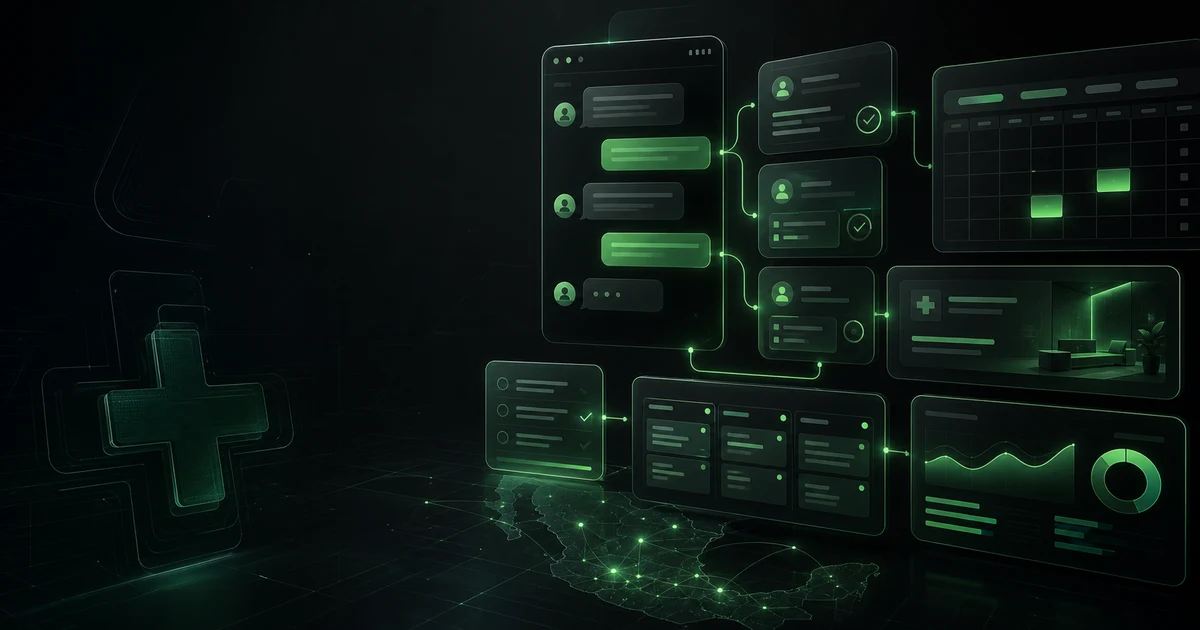 Panel de agente de WhatsApp con IA conectado a agenda, CRM y analítica para clínicas en México